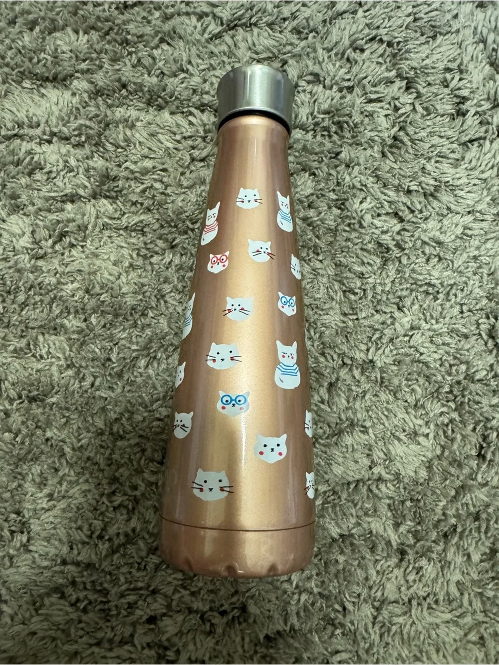 S'ip by S'well Rose Gold Cat Print Insulated Water Bottle – 15 oz